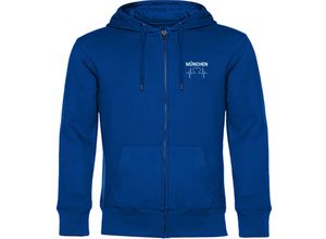 4068859040574 - multifanshop® Kapuzen Sweatshirt Jacke - München blau - Herzschlag - Druck weiß