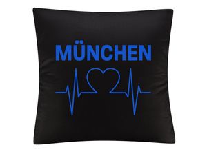 4068859040772 - multifanshop® Kissenbezug - München blau - Herzschlag - Druck blau