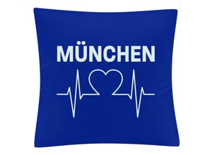 4068859040789 - multifanshop® Kissenbezug - München blau - Herzschlag - Druck weiß