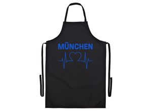 4068859040802 - multifanshop Grillschürze - München blau - Herzschlag - Druck blau - Schürze