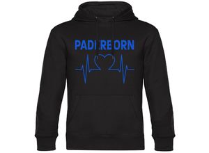 4068859041489 - multifanshop Kapuzen Sweatshirt - Paderborn - Herzschlag - Druck blau - Hoodie