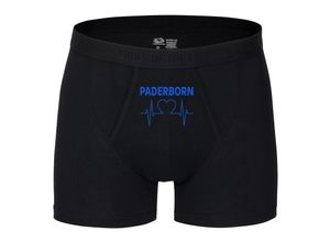 4068859041731 - multifanshop® Herren Boxer Short - Paderborn - Herzschlag - Druck blau