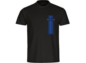 4068859041977 - multifanshop Herren T-Shirt - Berlin blau - Streifen - Druck blau - Männer