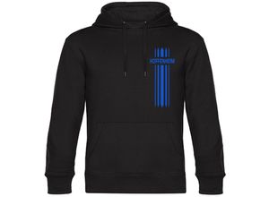 4068859047153 - multifanshop Kapuzen Sweatshirt - Hoffenheim - Streifen - Druck blau - Hoodie