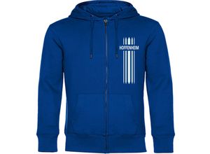 4068859047306 - multifanshop® Kapuzen Sweatshirt Jacke - Hoffenheim - Streifen - Druck weiß