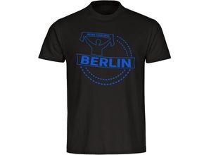 4068859050108 - multifanshop® Herren T-Shirt - Berlin blau - Meine Fankurve - Druck blau