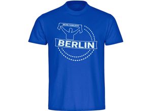 4068859050184 - multifanshop® Herren T-Shirt - Berlin blau - Meine Fankurve - Druck weiß