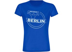 4068859050306 - multifanshop Damen T-Shirt - Berlin blau - Meine Fankurve - Druck weiß - Frauen