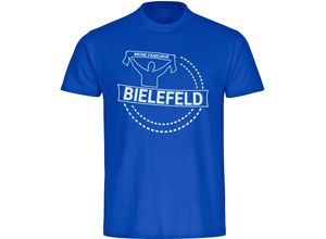 4068859050955 - multifanshop Herren T-Shirt - Bielefeld - Meine Fankurve - Druck weiß - Männer