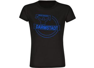 4068859052508 - multifanshop® Damen T-Shirt - Darmstadt - Meine Fankurve - Druck blau