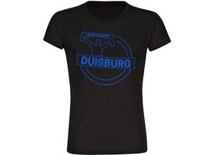 4068859053291 - multifanshop® Damen T-Shirt - Duisburg - Meine Fankurve - Druck blau