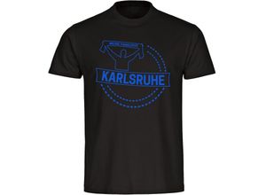 4068859054663 - multifanshop Herren T-Shirt - Karlsruhe - Meine Fankurve - Druck blau - Männer