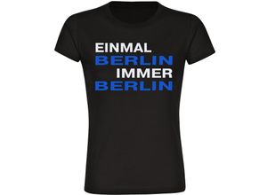 4068859057008 - multifanshop Damen T-Shirt - Berlin blau - Einmal Immer - Druck blau - Frauen