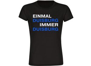 4068859057794 - multifanshop® Damen T-Shirt - Duisburg - Einmal Immer - Druck blau