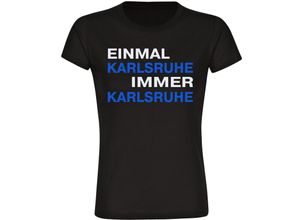 4068859058142 - multifanshop Damen T-Shirt - Karlsruhe - Einmal Immer - Druck blau - Frauen