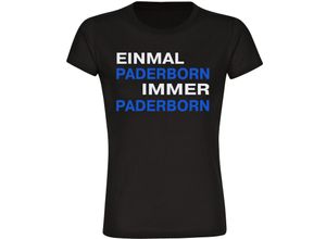 4068859058524 - multifanshop Damen T-Shirt - Paderborn - Einmal Immer - Druck blau - Frauen