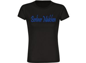 4068859060510 - multifanshop Damen T-Shirt - Berlin blau - Berliner Mädchen - Druck blau - Frauen