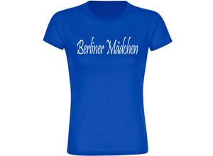 4068859060541 - multifanshop Damen T-Shirt - Berlin blau - Berliner Mädchen - Druck weiß - Frauen