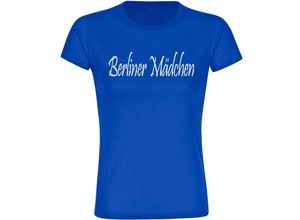 4068859060596 - multifanshop Damen T-Shirt - Berlin blau - Berliner Mädchen - Druck weiß - Frauen