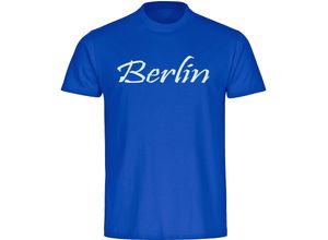 4068859064723 - multifanshop Herren T-Shirt - Berlin blau - Schriftzug - Druck weiß - Männer