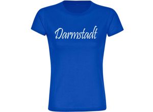 4068859066130 - multifanshop® Damen T-Shirt - Darmstadt - Schriftzug - Druck weiß