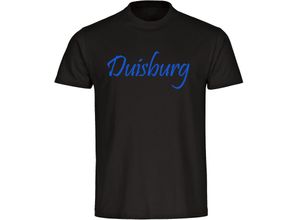 4068859066338 - multifanshop® Herren T-Shirt - Duisburg - Schriftzug - Druck blau