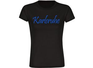 4068859067298 - multifanshop® Damen T-Shirt - Karlsruhe - Schriftzug - Druck blau