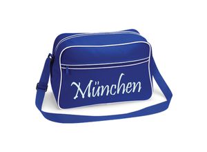 4068859067892 - multifanshop® Retrotasche - München blau - Schriftzug - Druck weiß