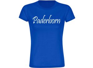 4068859068158 - multifanshop® Damen T-Shirt - Paderborn - Schriftzug - Druck weiß