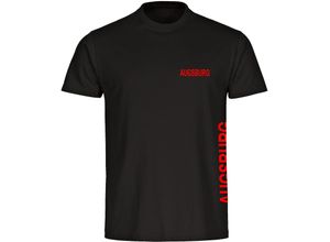 4068859070045 - multifanshop Herren T-Shirt - Augsburg - Brust & Seite - Druck rot - Männer