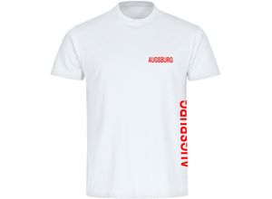 4068859070199 - multifanshop Herren T-Shirt - Augsburg - Brust & Seite - Druck rot - Männer