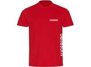 4068859070267 - multifanshop Herren T-Shirt - Augsburg - Brust & Seite - Druck weiß - Männer