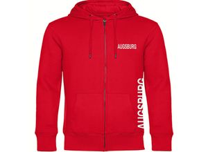 4068859071097 - multifanshop® Kapuzen Sweatshirt Jacke - Augsburg - Brust & Seite - Druck weiß