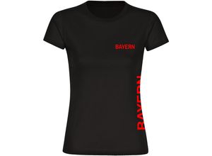 4068859071523 - multifanshop® Damen T-Shirt - Bayern - Brust & Seite - Druck rot