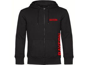 4068859072278 - multifanshop® Kapuzen Sweatshirt Jacke - Bayern - Brust & Seite - Druck rot