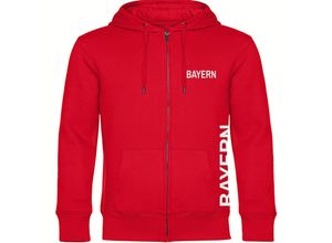 4068859072339 - multifanshop® Kapuzen Sweatshirt Jacke - Bayern - Brust & Seite - Druck weiß