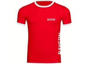 4068859072421 - multifanshop® Kontrast T-Shirt - Bayern - Brust & Seite - Druck weiß