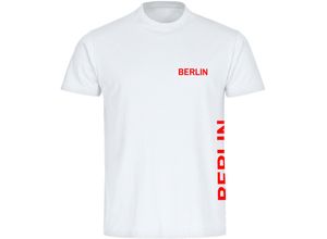 4068859072599 - multifanshop Herren T-Shirt - Berlin rot - Brust & Seite - Druck rot - Männer