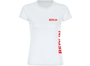 4068859072827 - multifanshop Damen T-Shirt - Berlin rot - Brust & Seite - Druck rot - Frauen