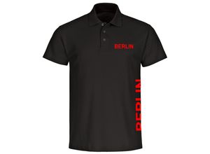 4068859073169 - multifanshop Poloshirt - Berlin rot - Brust & Seite - Druck rot - Polo