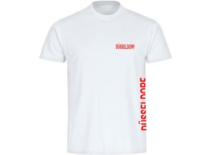 4068859073824 - multifanshop Herren T-Shirt - Düsseldorf - Brust & Seite - Druck rot - Männer