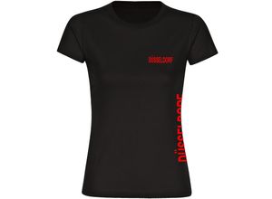 4068859073978 - multifanshop Damen T-Shirt - Düsseldorf - Brust & Seite - Druck rot - Frauen