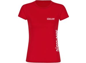 4068859074098 - multifanshop Damen T-Shirt - Düsseldorf - Brust & Seite - Druck weiß - Frauen