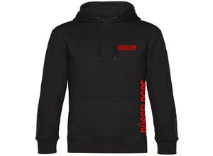 4068859074654 - multifanshop® Kapuzen Sweatshirt - Düsseldorf - Brust & Seite - Druck rot