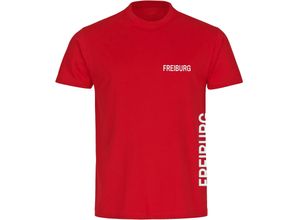 4068859076405 - multifanshop Herren T-Shirt - Freiburg - Brust & Seite - Druck weiß - Männer