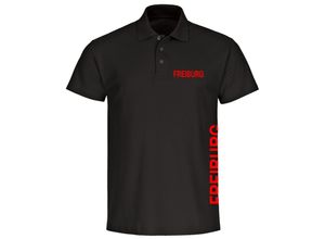 4068859076849 - multifanshop Poloshirt - Freiburg - Brust & Seite - Druck rot - Polo