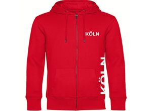 4068859080969 - multifanshop® Kapuzen Sweatshirt Jacke - Köln - Brust & Seite - Druck weiß