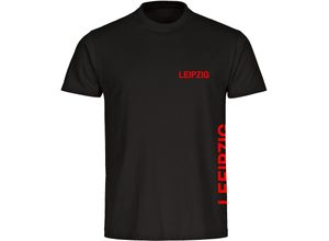 4068859081140 - multifanshop Herren T-Shirt - Leipzig - Brust & Seite - Druck rot - Männer