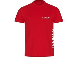 4068859081331 - multifanshop Herren T-Shirt - Leipzig - Brust & Seite - Druck weiß - Männer