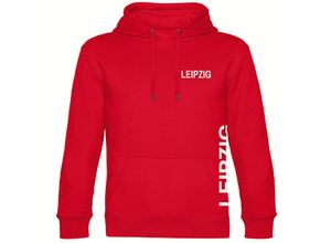 4068859082079 - multifanshop® Kapuzen Sweatshirt - Leipzig - Brust & Seite - Druck weiß